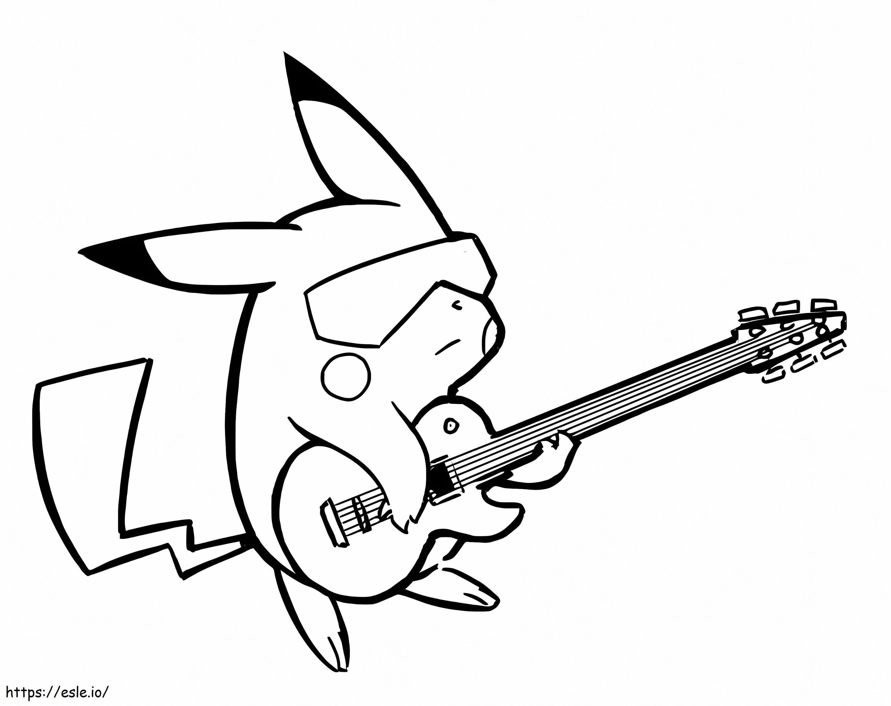 Coloriage Pikachu jouant de la guitare à imprimer dessin