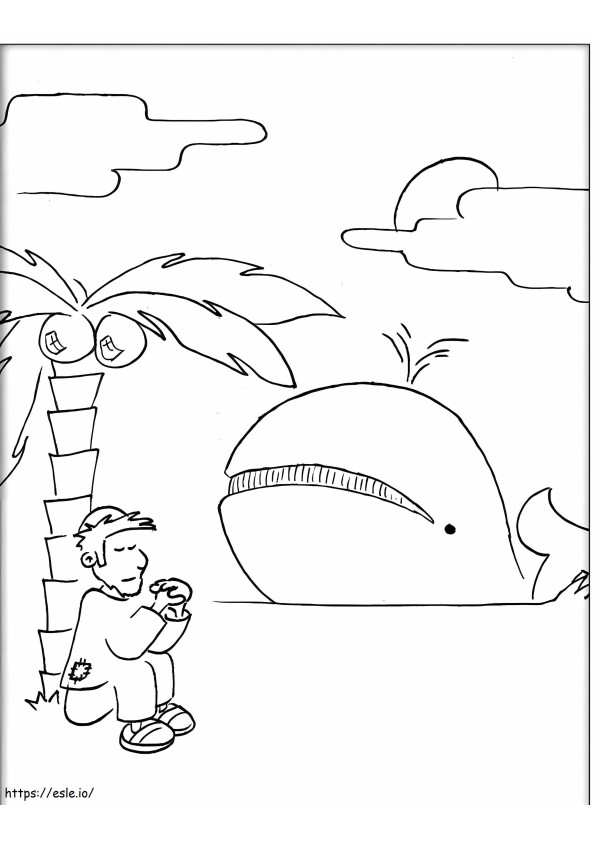 Jonás y la ballena 9 para colorear