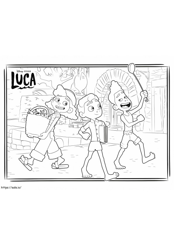 Personages uit Luca kleurplaat