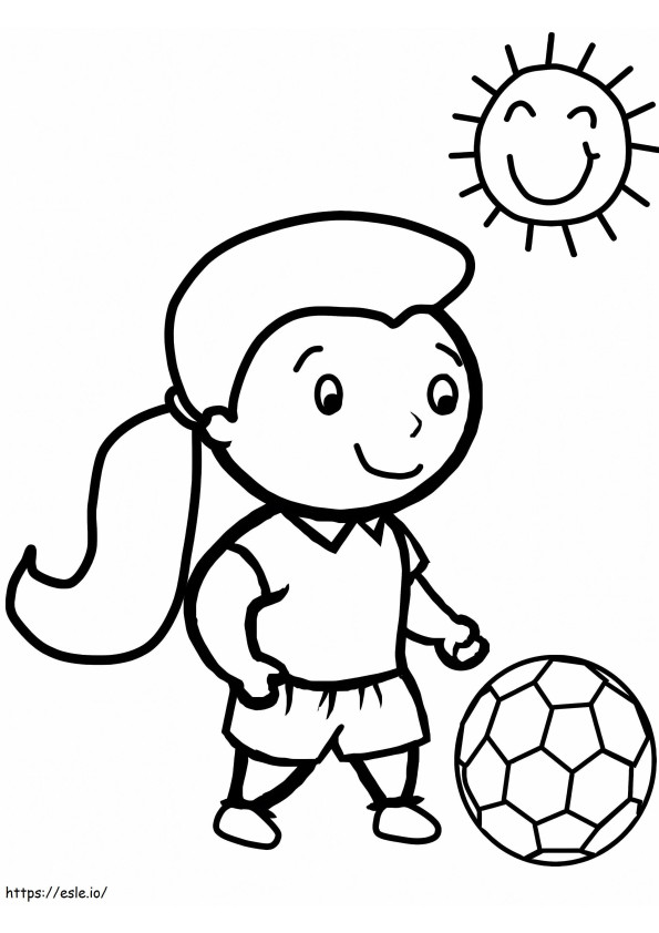 サッカーをする女の子 1 ぬりえ - 塗り絵