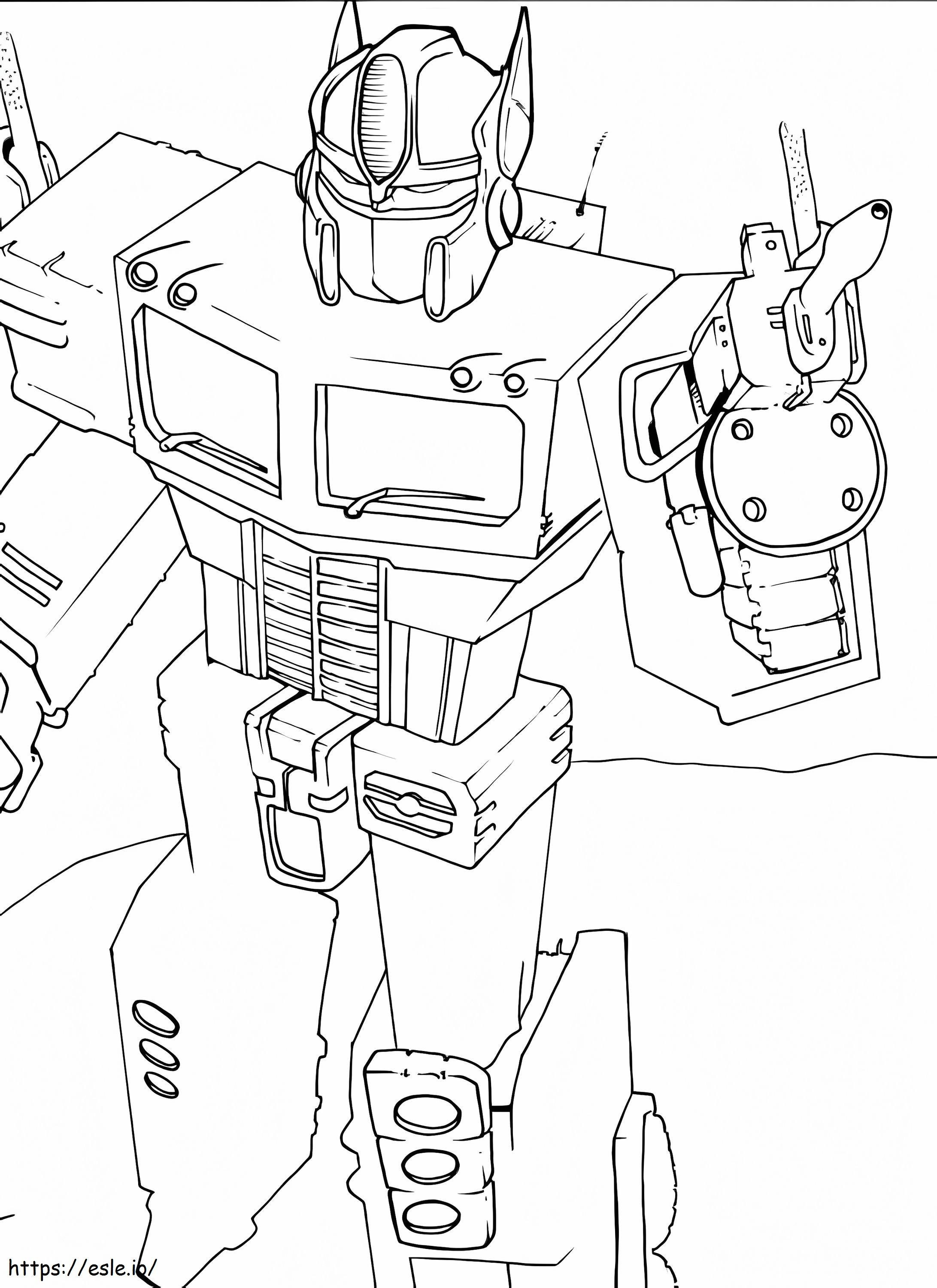 Optimus Prime Holding Gun coloring page