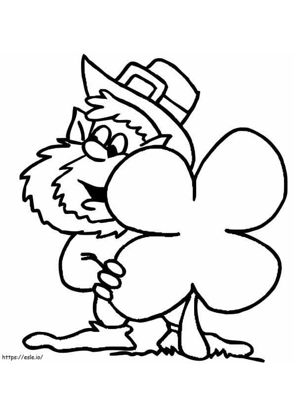 Leprechaun Holding Clover coloring page