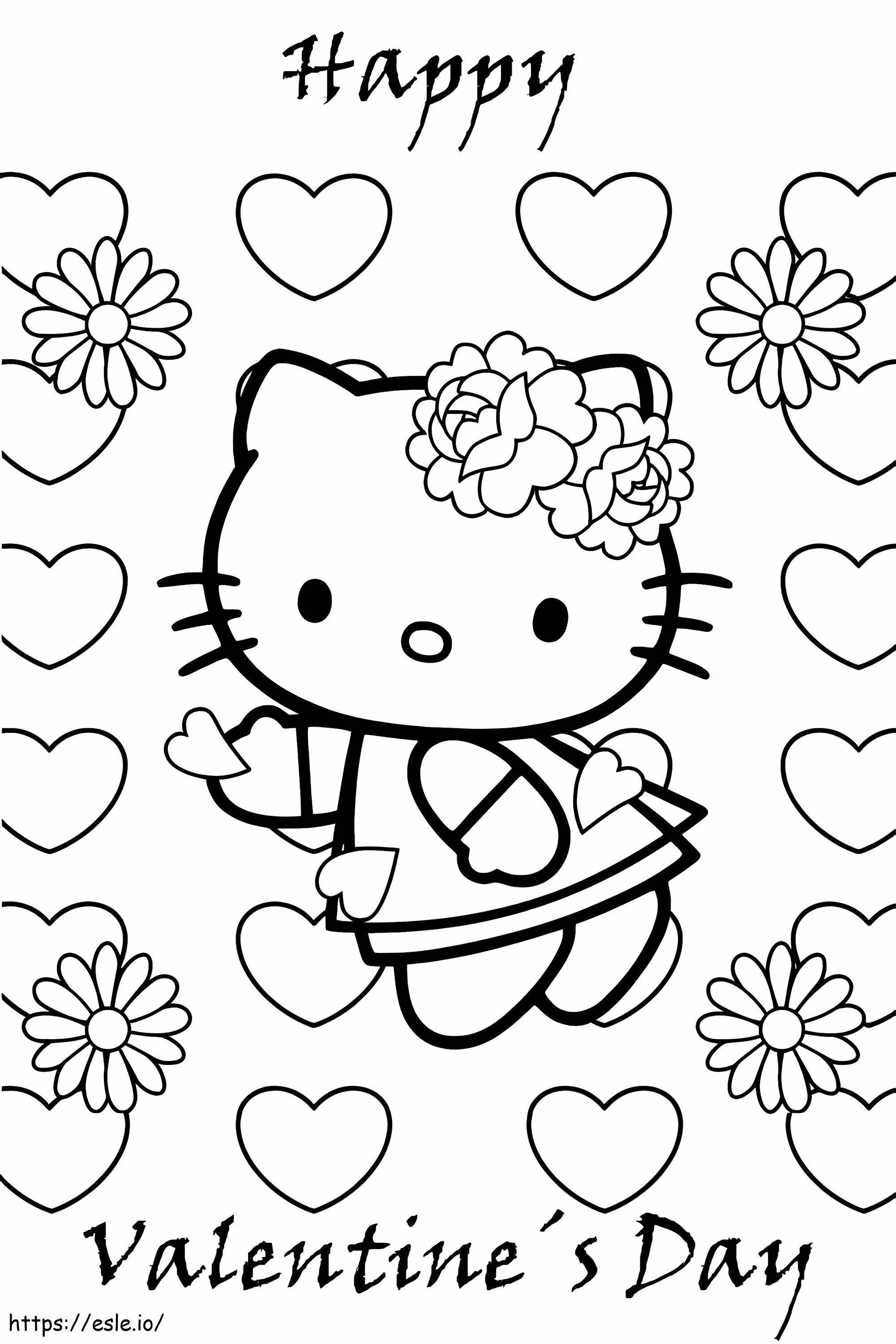 Coloriage Carte de Saint Valentin Hello Kitty à imprimer dessin