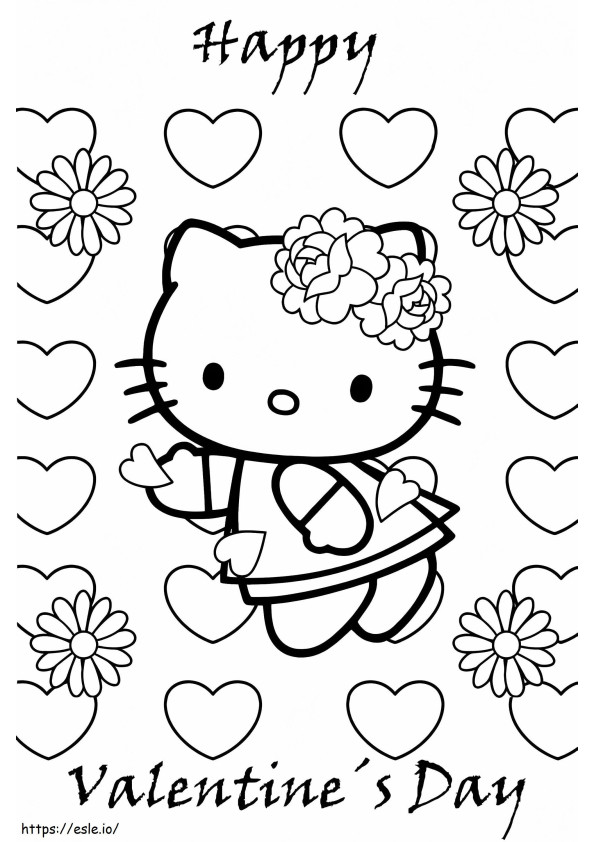 Tarjeta de San Valentín de Hello Kitty para colorear