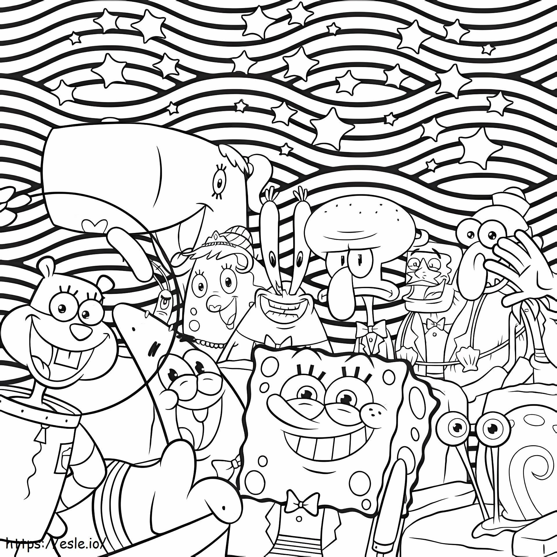 Mr. Krabs And Funny Friends coloring page