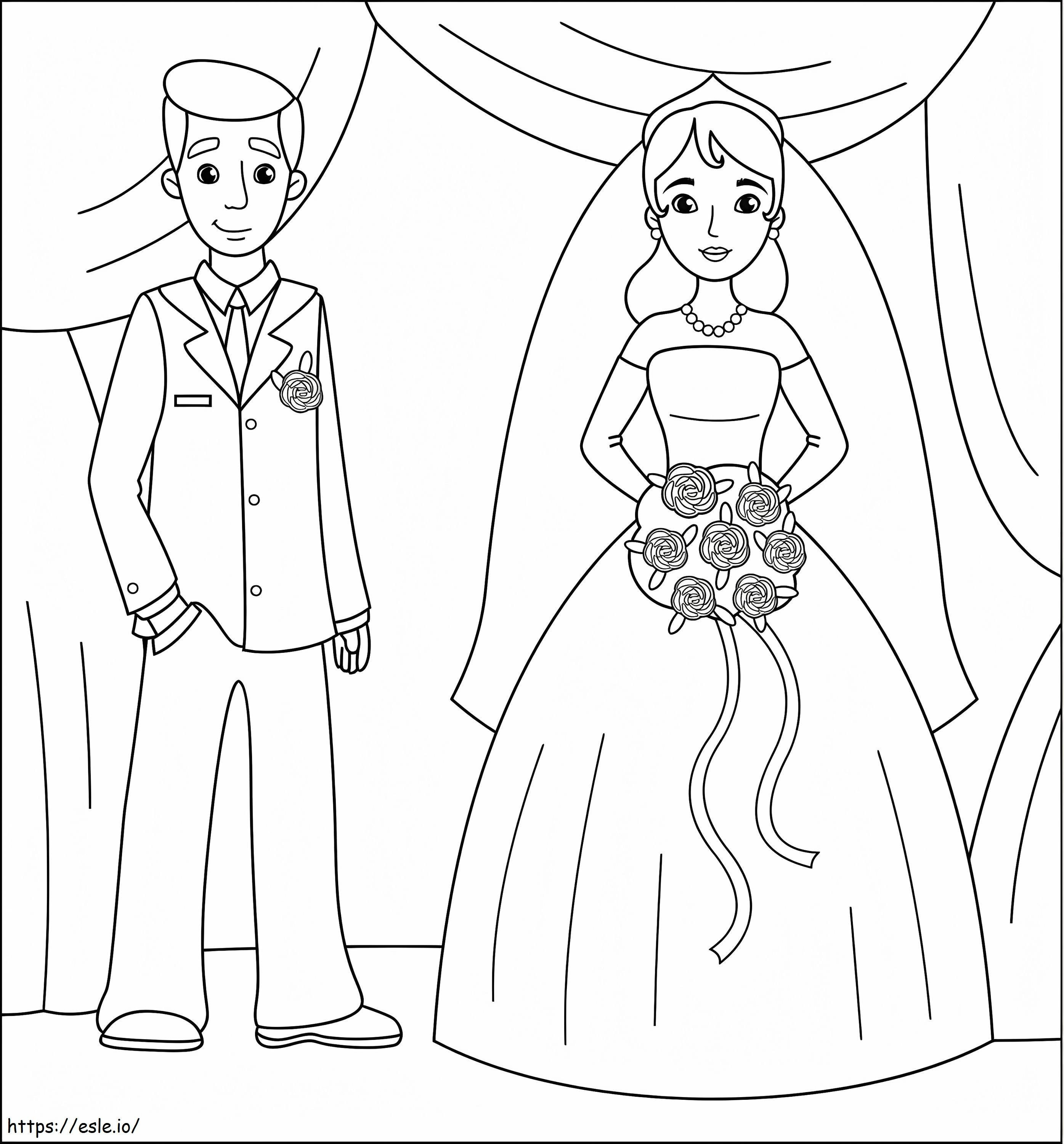 Bruid en bruidegom kleurplaat kleurplaat