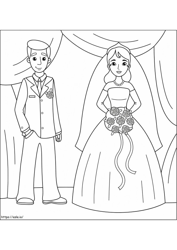 La novia y el novio para colorear