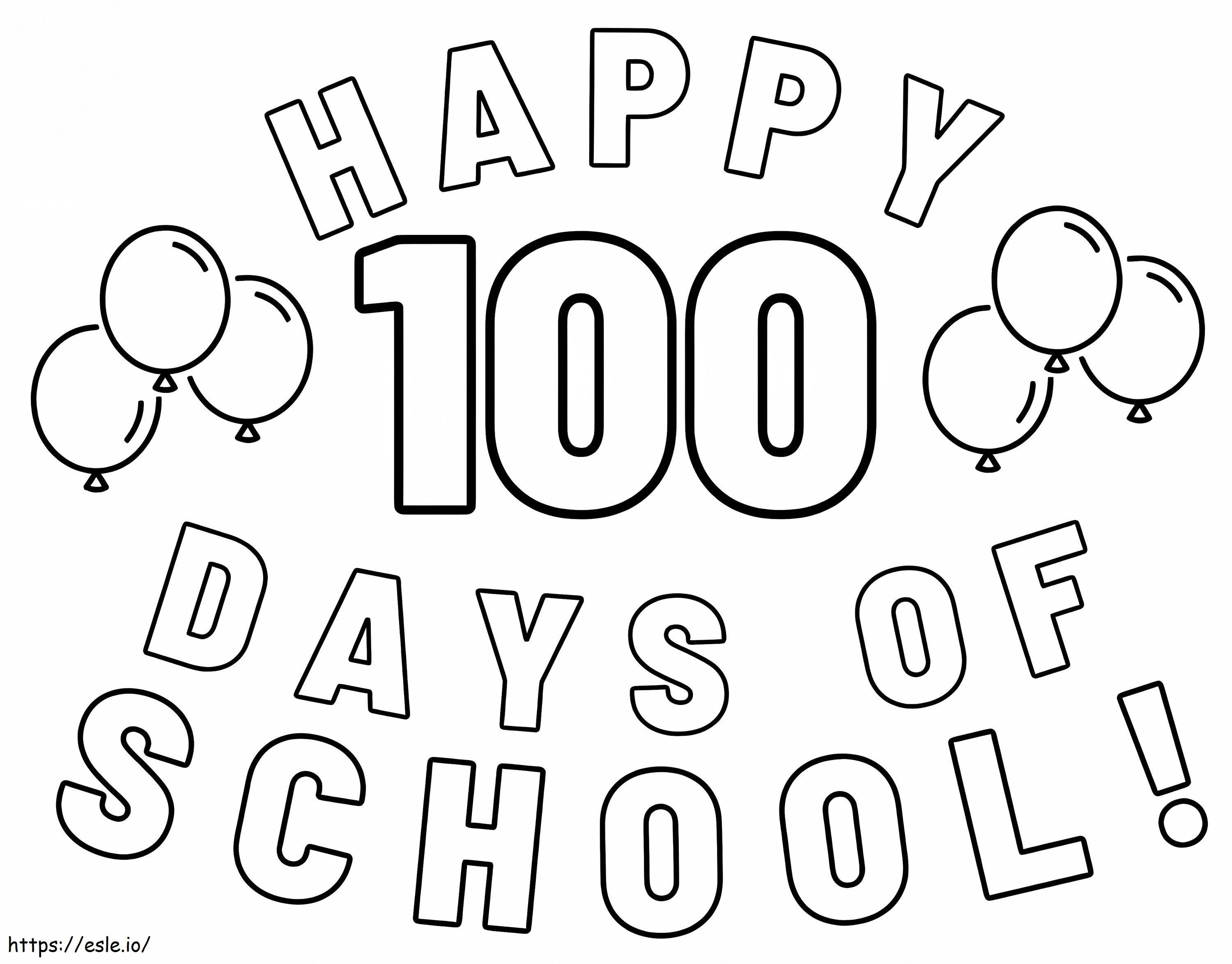 Afdrukbare gelukkige 100 dagen school kleurplaat kleurplaat