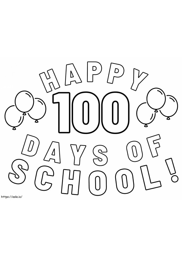 Imprimible Felices 100 Días De Escuela para colorear