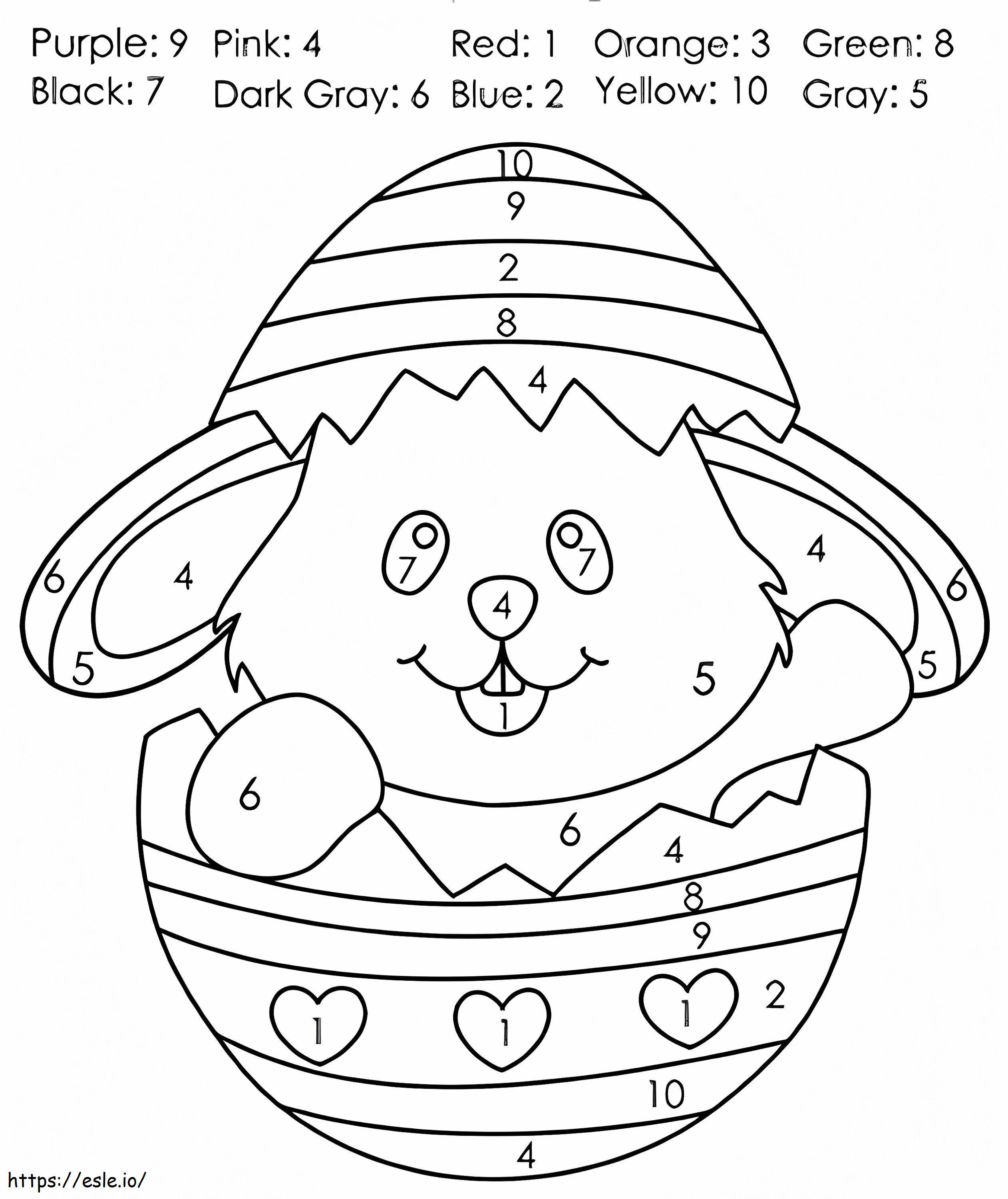 Coloriage Adorable lapin de Pâques couleur par numéro à imprimer dessin