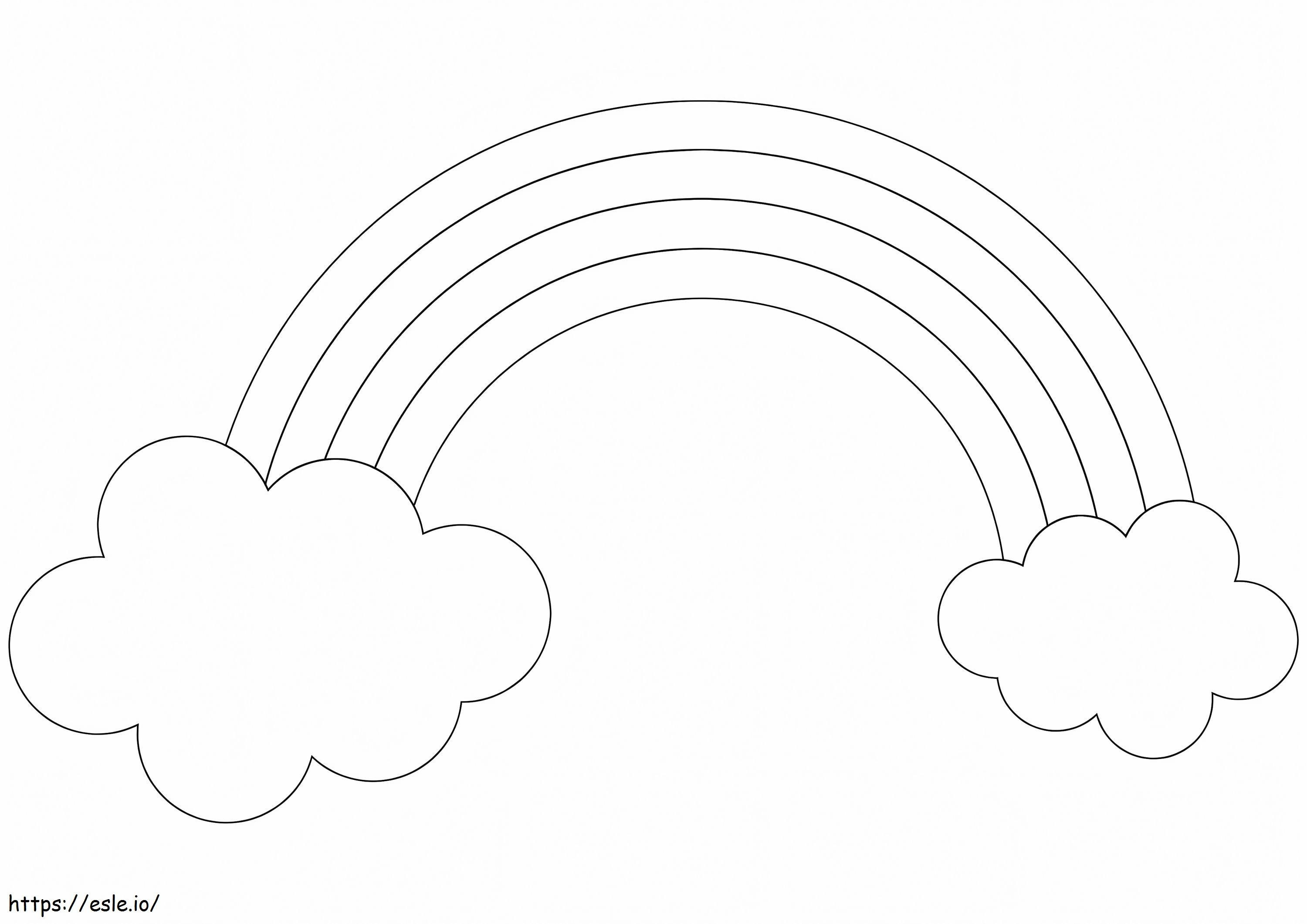 Coloriage Arc-en-ciel et deux nuages à imprimer dessin