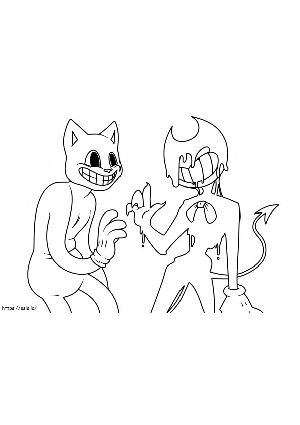Cartoon-Katze und Bendy ausmalbilder