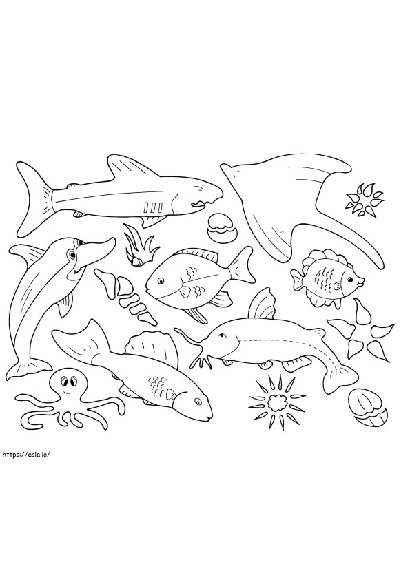 大型海洋動物 ぬりえ - 塗り絵