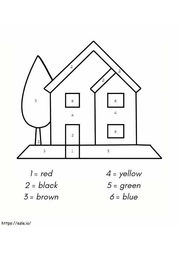 Simple House Color By Number coloring page