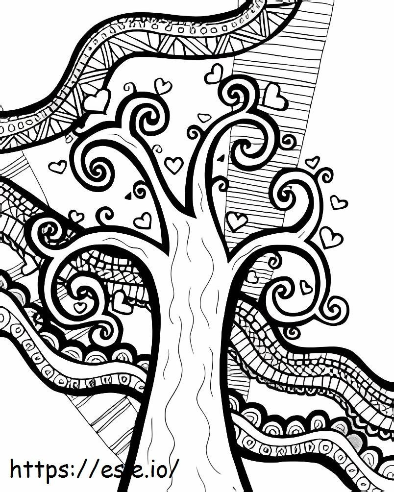 Zentangle drzewo kolorowanka