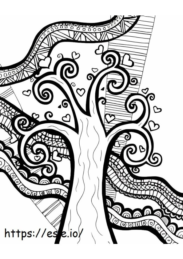 Tree Zentangle coloring page
