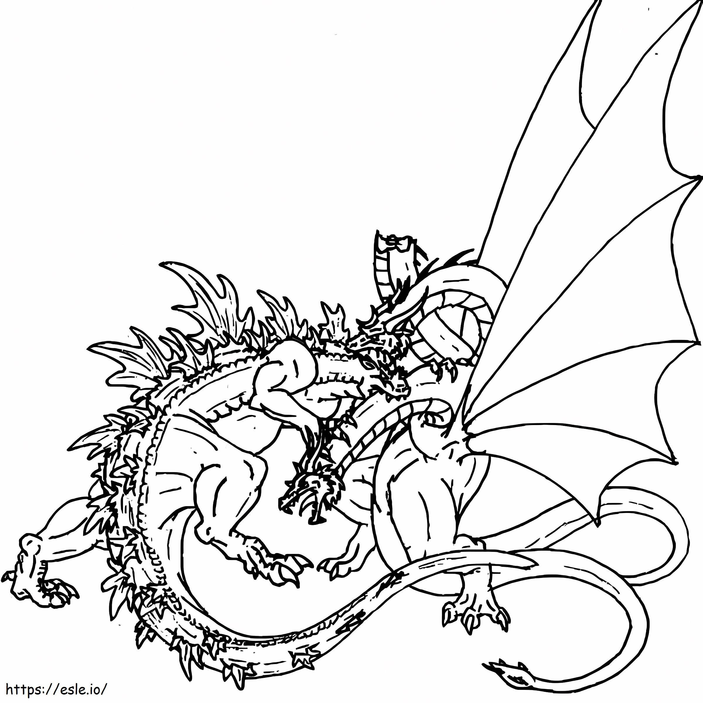 Godzilla Vs Dragon coloring page