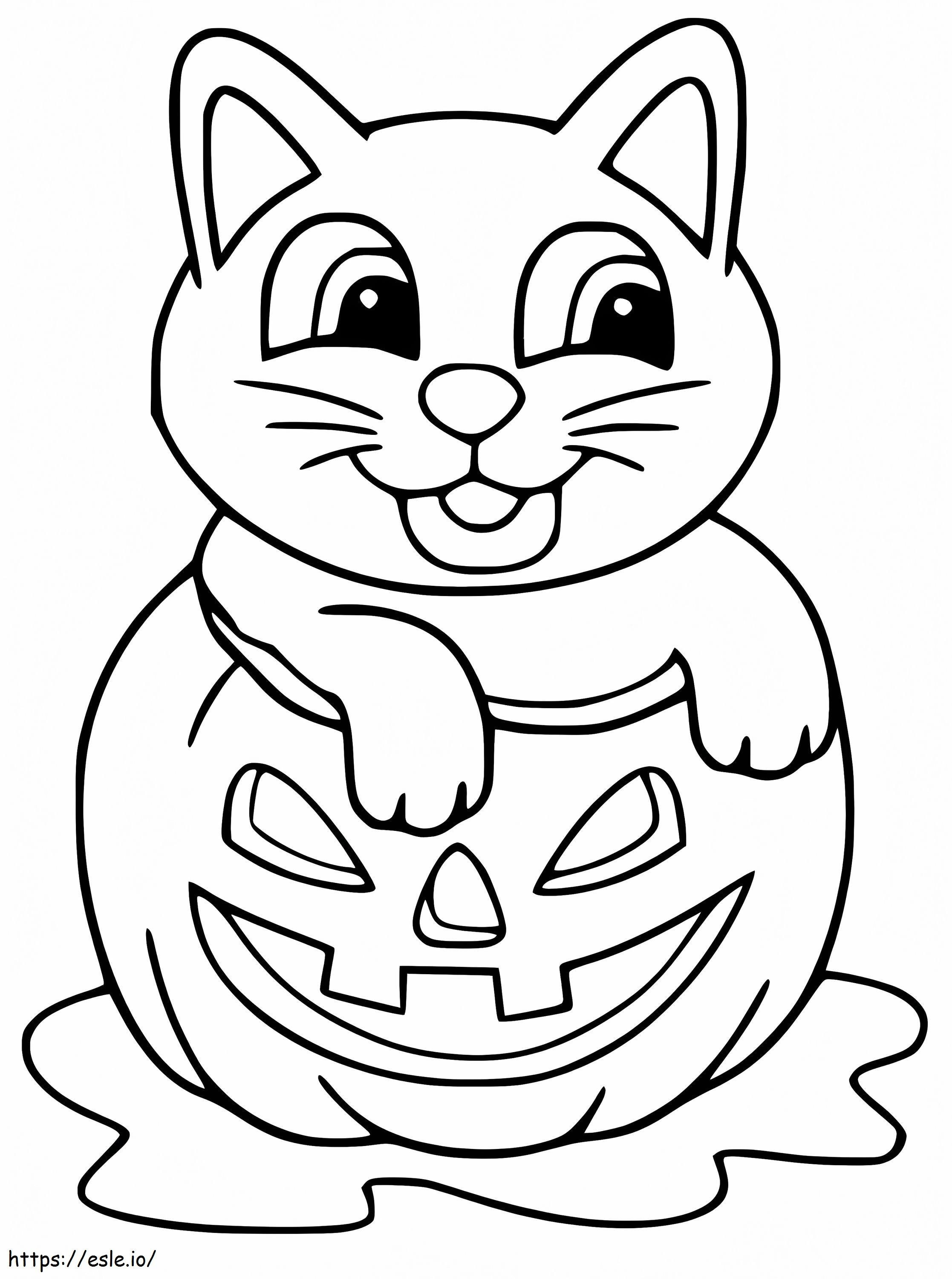 笑顔のハロウィン猫 ぬりえ - 塗り絵