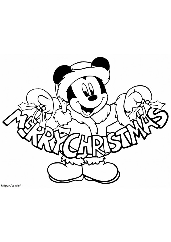 Vrolijk kerstfeest met Mickey Mouse kleurplaat
