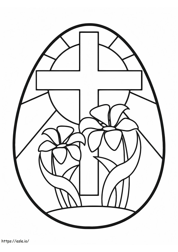 Coloriage Croix de Pâques avec des fleurs à imprimer dessin