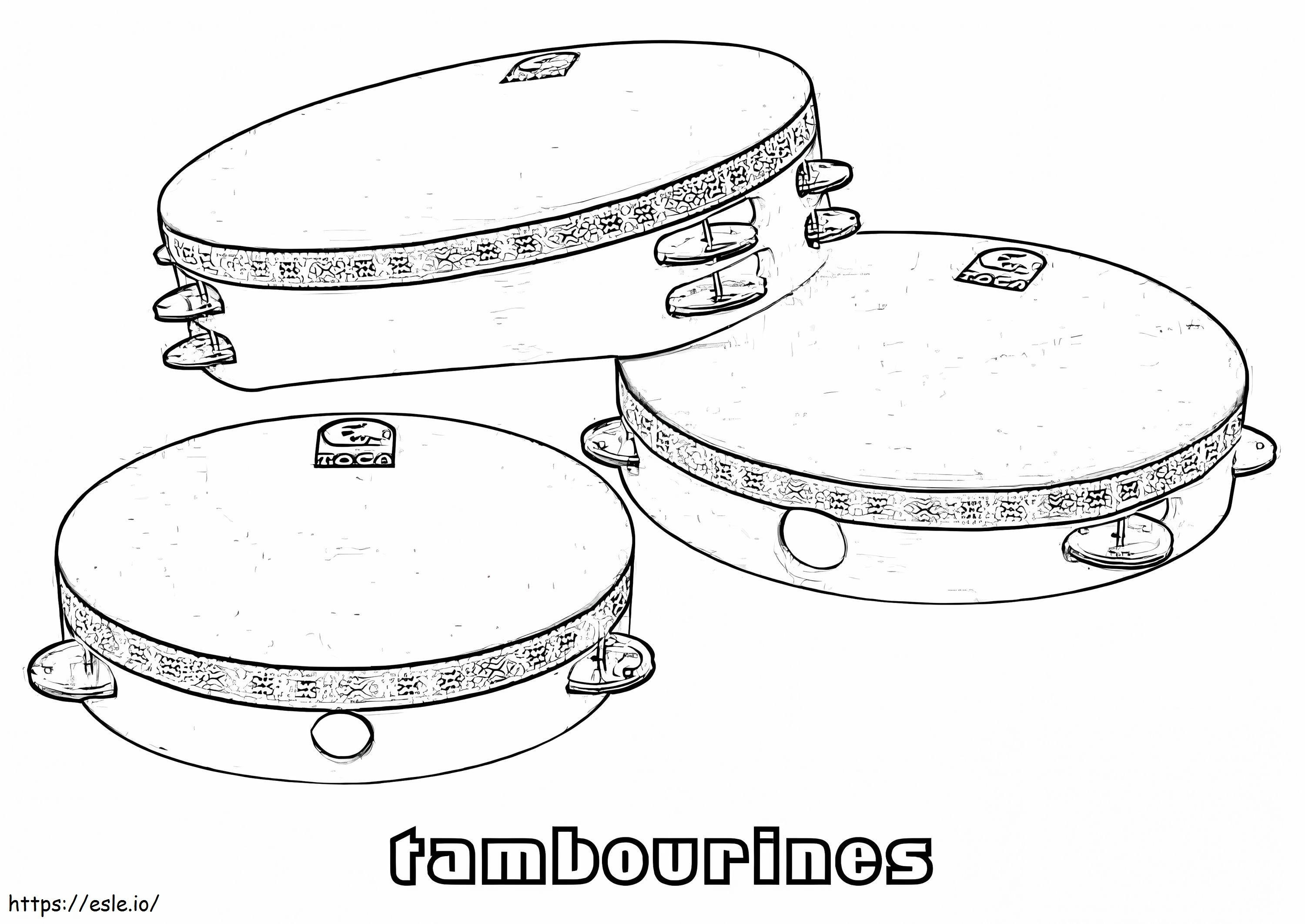 Kolme tamburiinia värityskuva