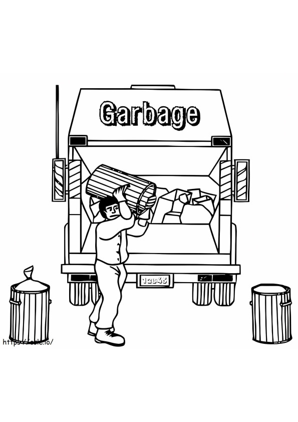 Garbage Trucks And Garbage Collectors coloring page