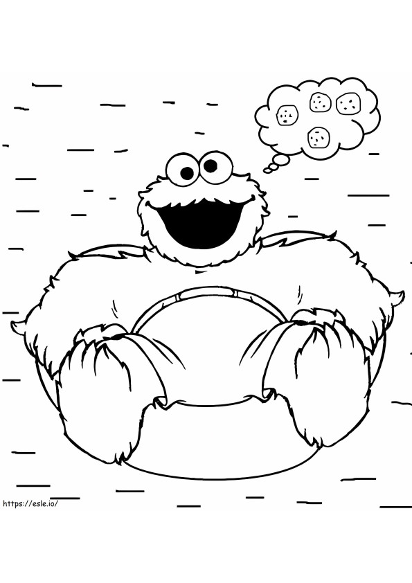 Swimming Cookie Monster coloring page