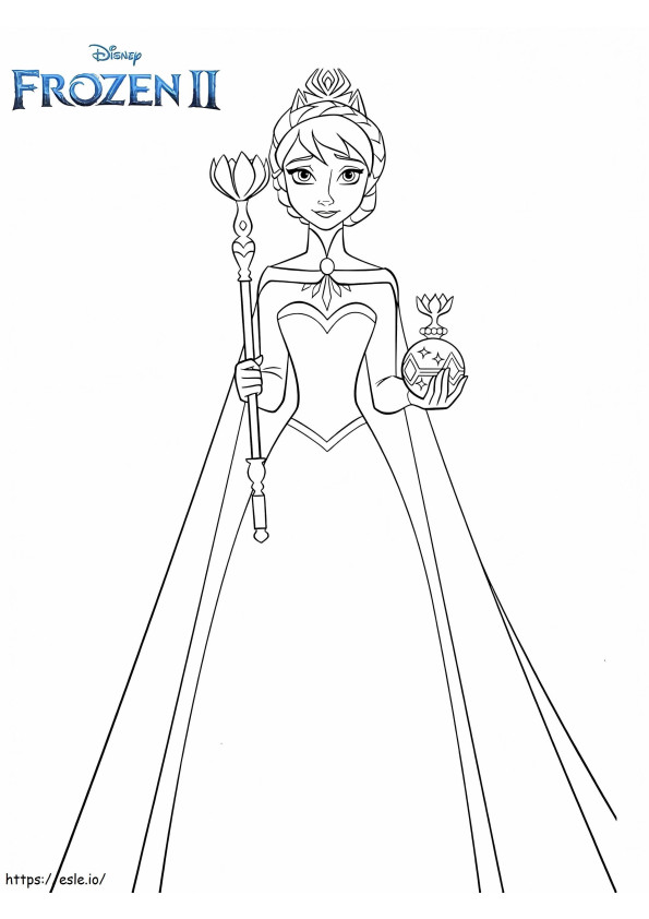 Página para colorir da Rainha Anna Frozen 2 para colorir