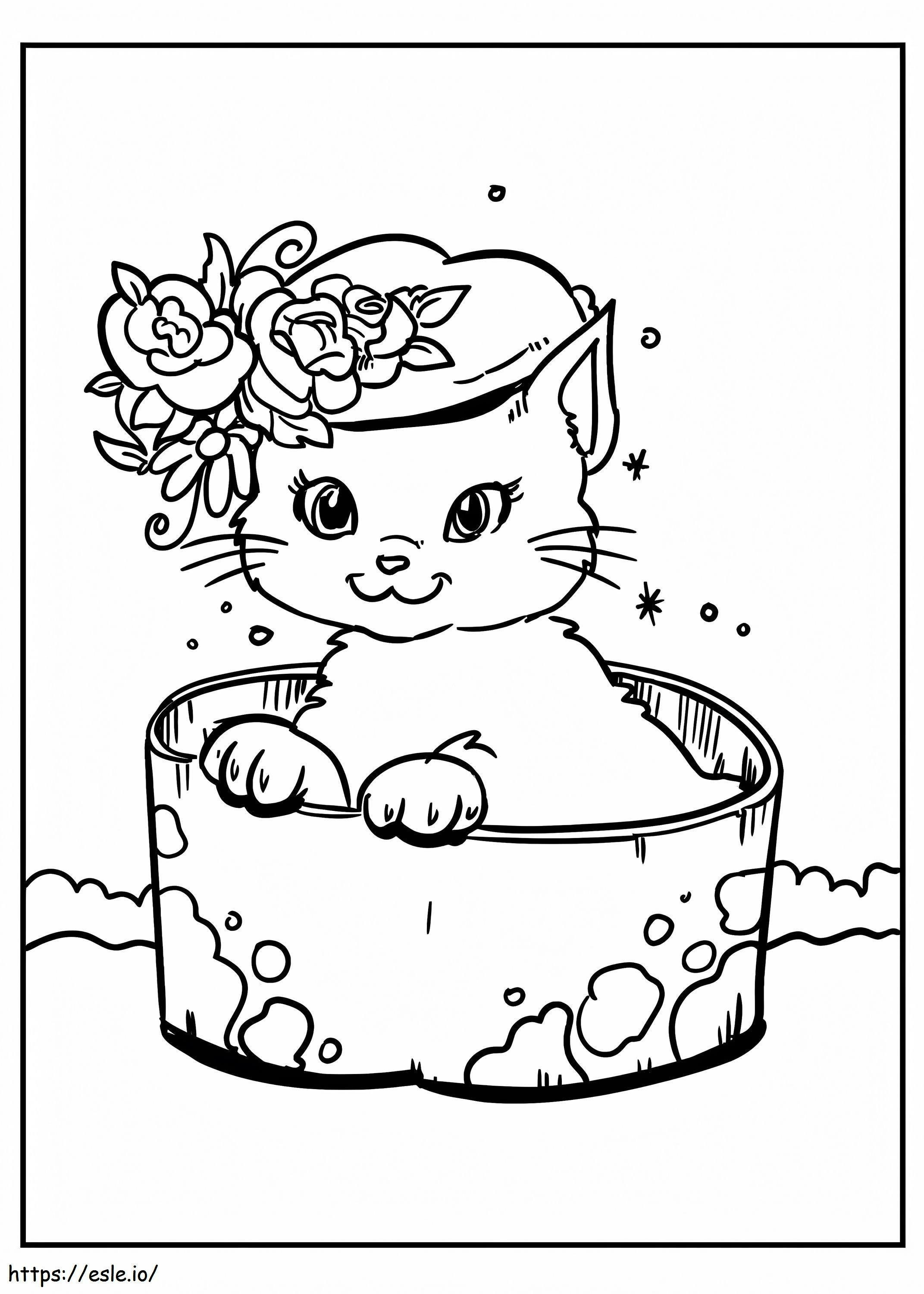 Cat Lying In A Pot coloring page