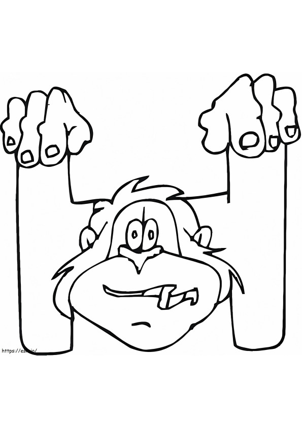 Monkey Head Letter H coloring page