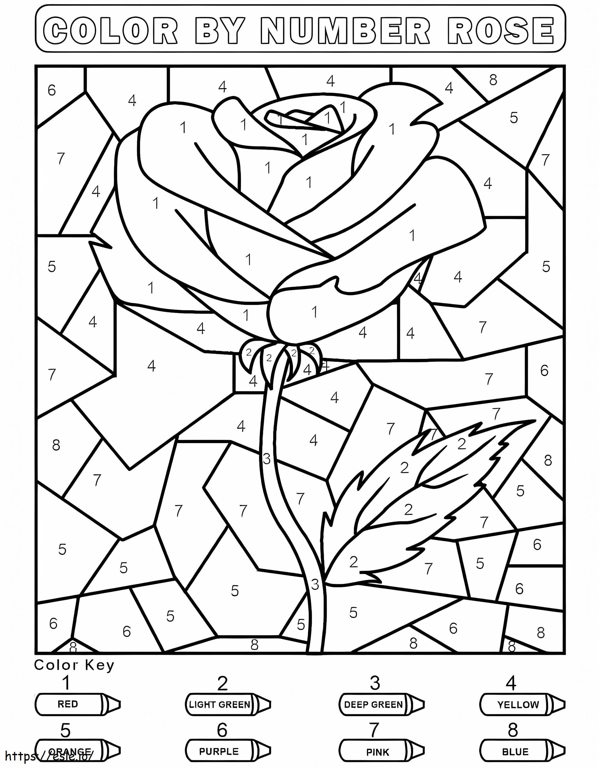 Einfache Rosenfarbe nach Zahlen ausmalbilder