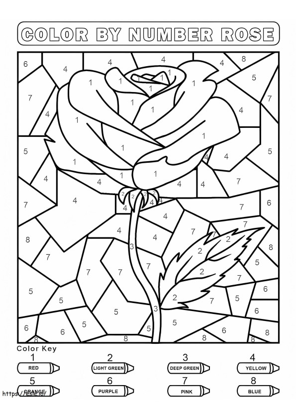 Easy Rose Color By Number coloring page
