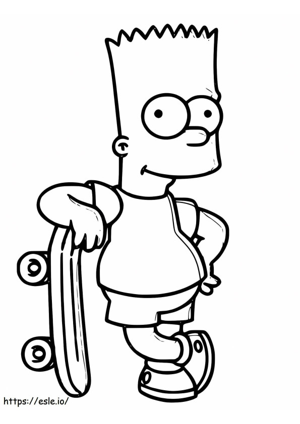 Bart Simpson com skate para colorir