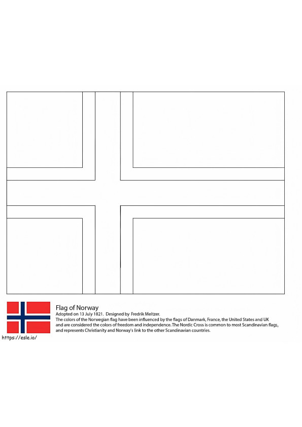 ノルウェーの国旗 ぬりえ - 塗り絵