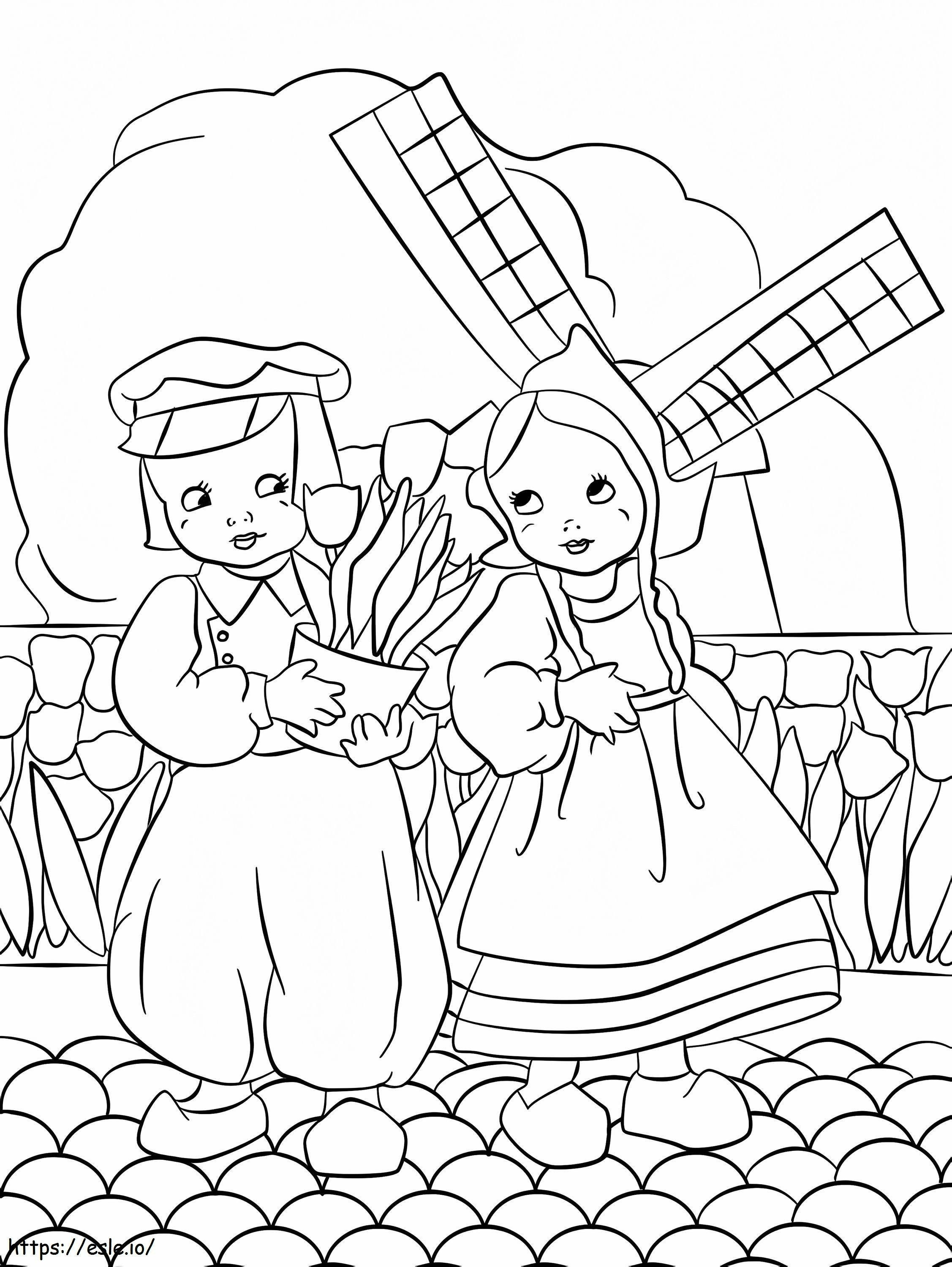 Dutch Boy And Girl coloring page