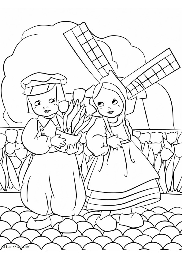 Dutch Boy And Girl coloring page
