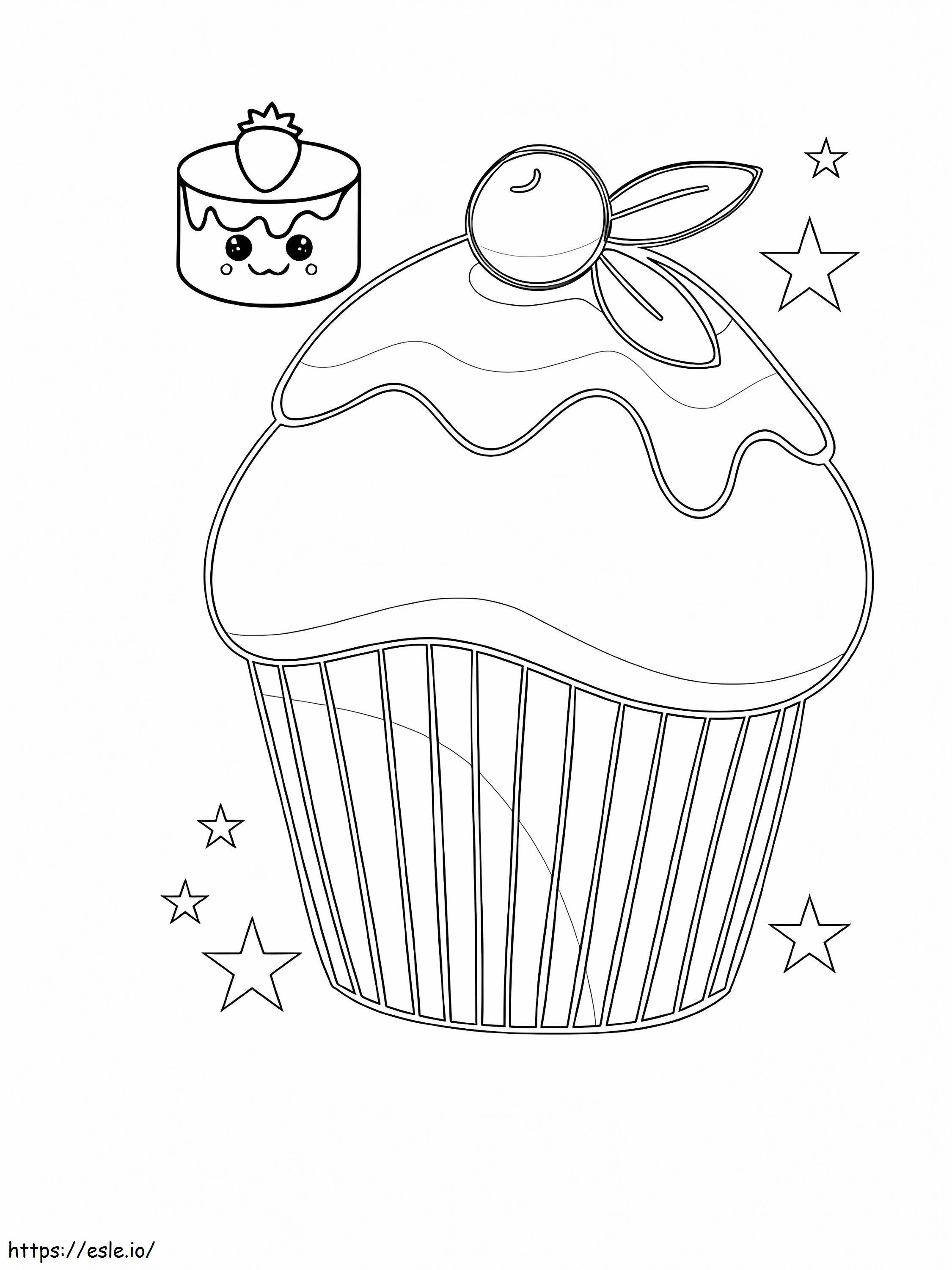 Cupcake Simples Estrelado para colorir