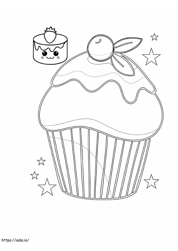 Starry Simple Cupcake coloring page
