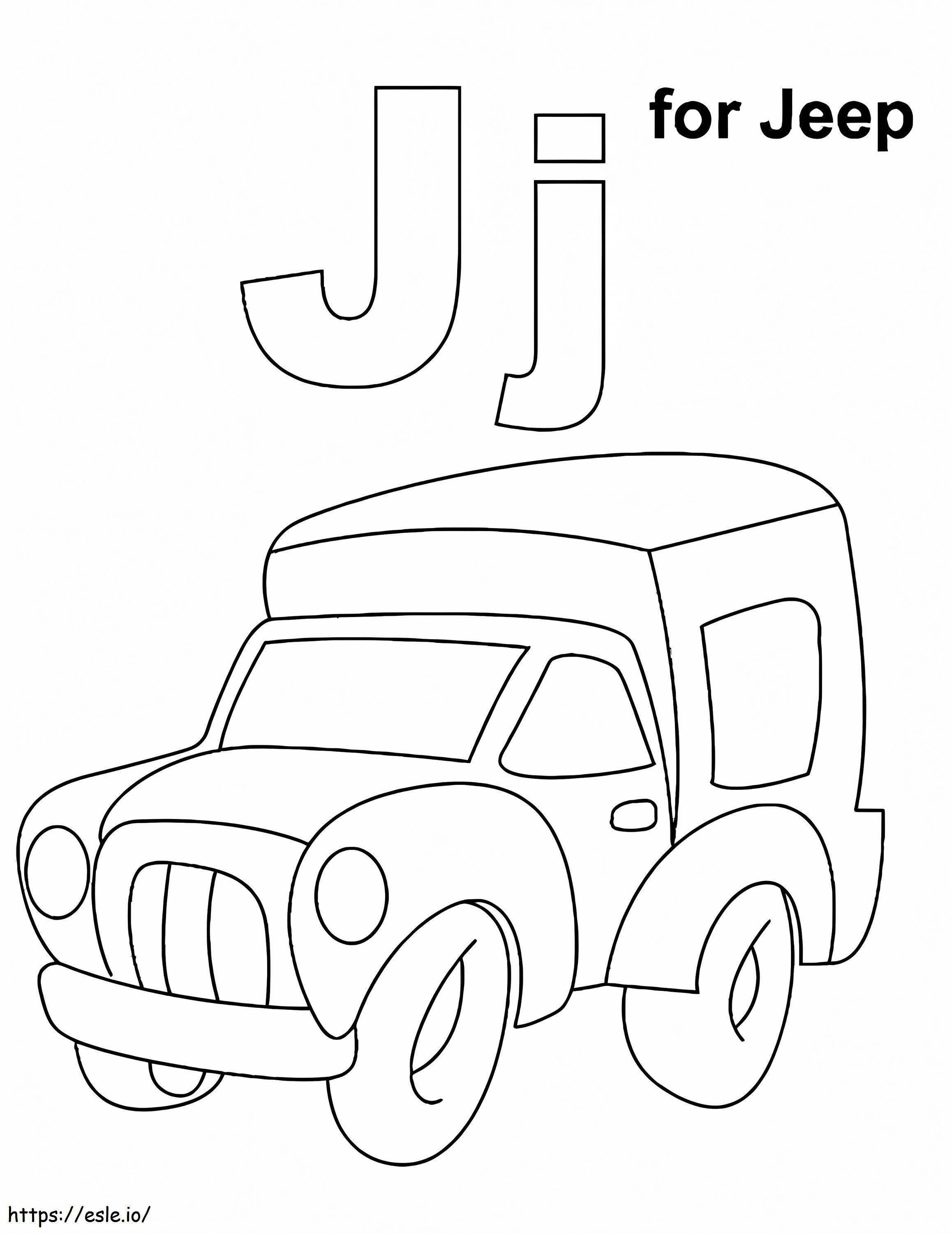 Jeep Lettera J da colorare