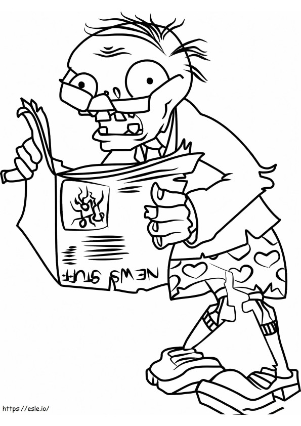 Zombie Newspaper In Plants Vs Zombies coloring page