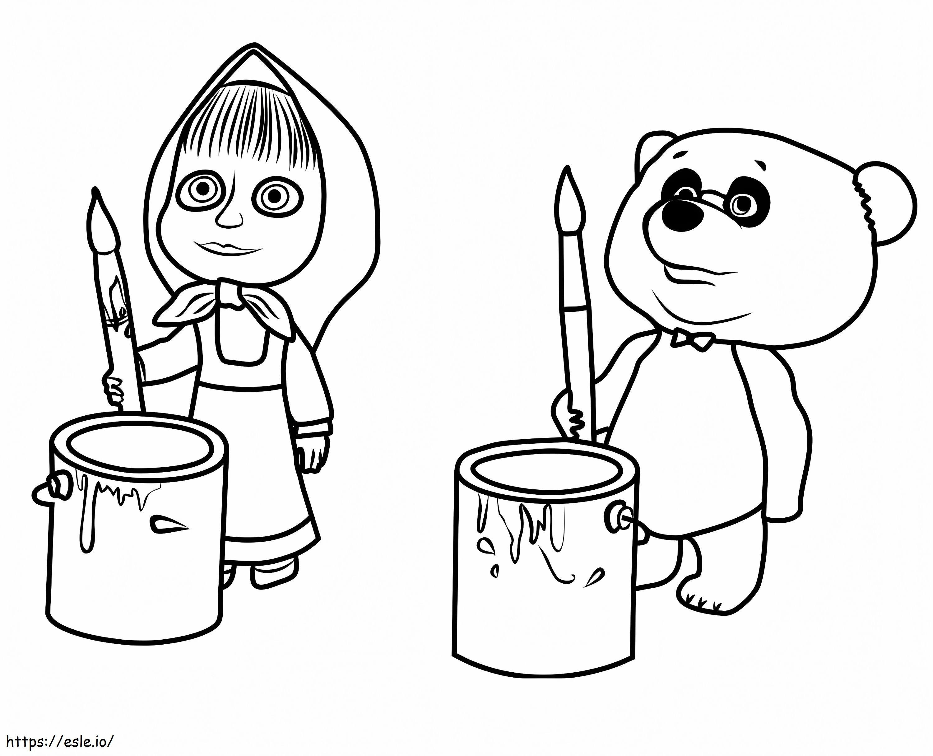 Masha e Panda para colorir