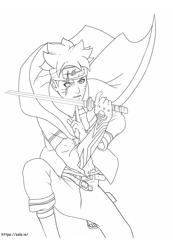 Boruto With Sword coloring page