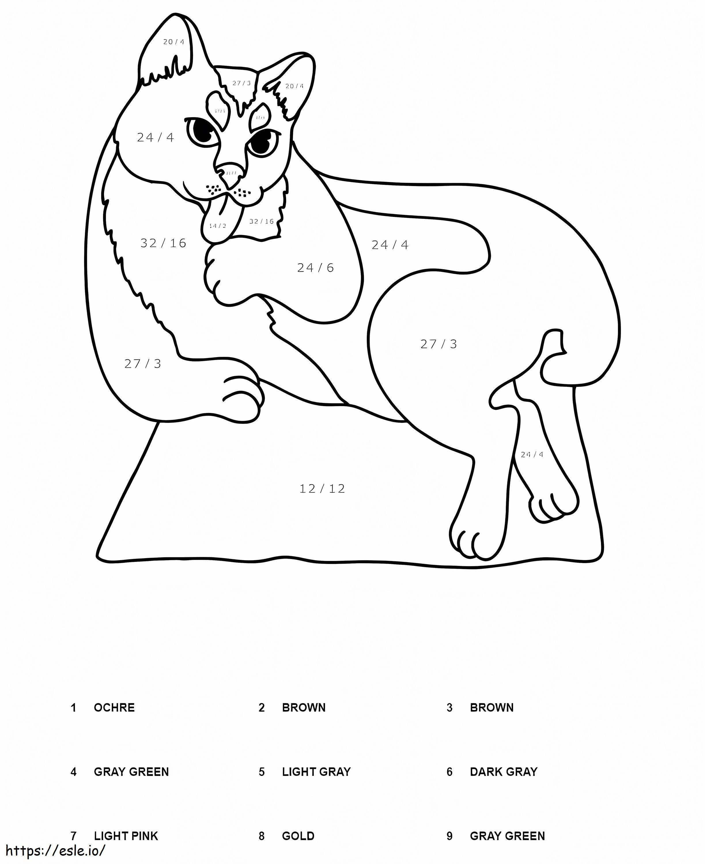 Coloriage Division de chat couleur par numéro à imprimer dessin