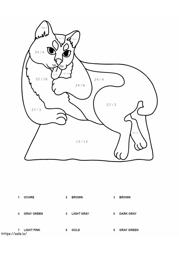 Cat Division Color By Number coloring page