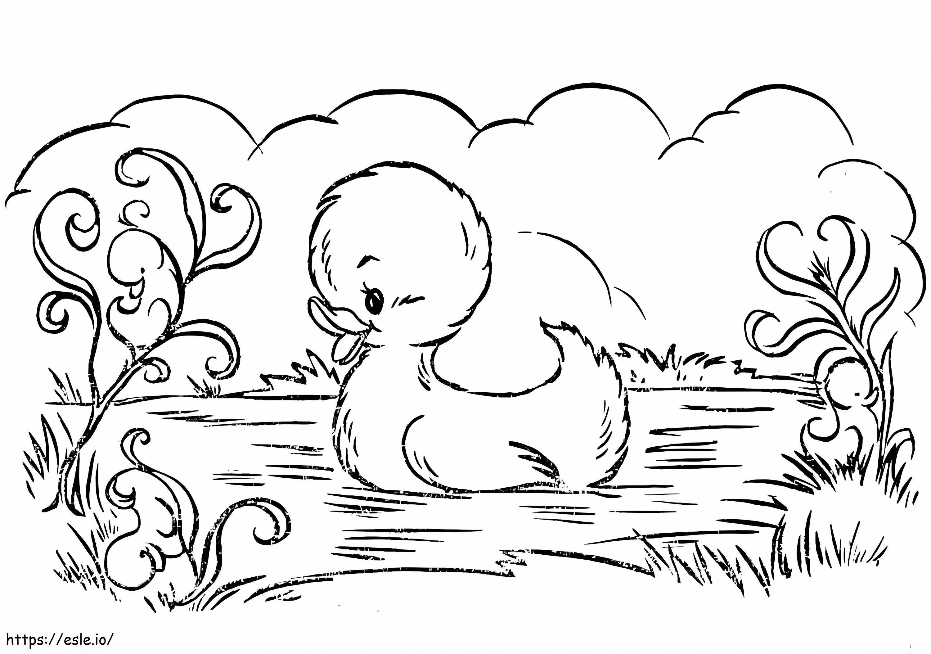 Duckling Swimming coloring page