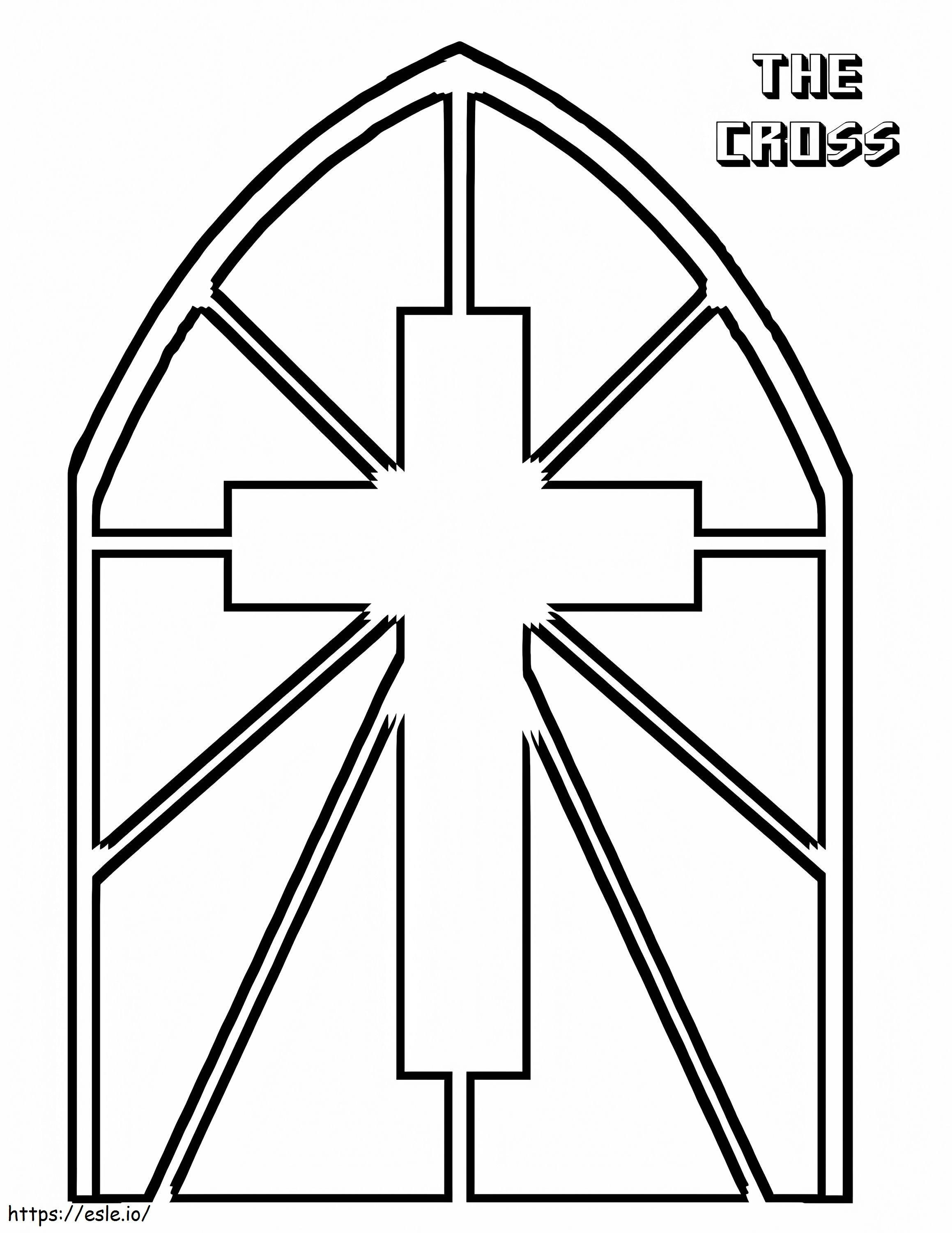 十字架のステンドグラス 1 ぬりえ - 塗り絵
