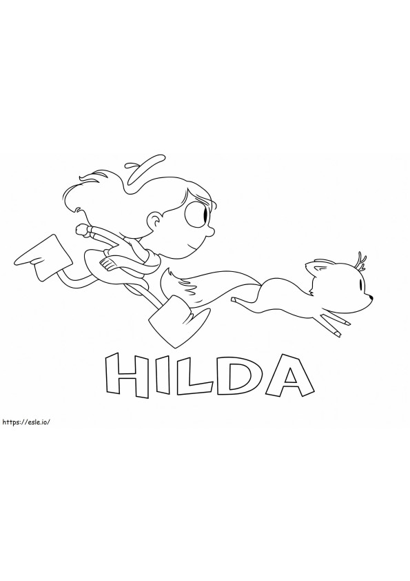 Hilda y ramita corriendo para colorear