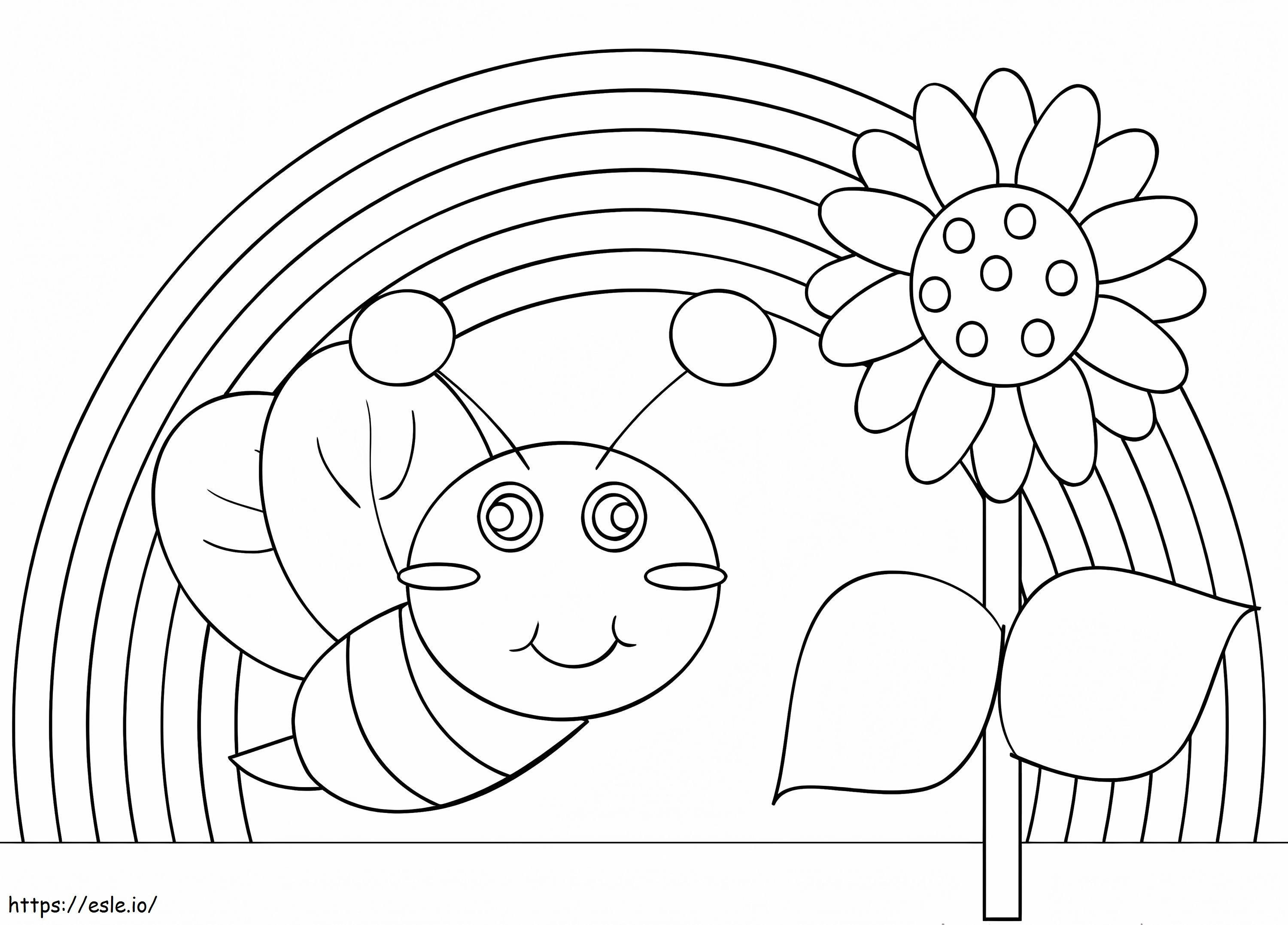 Lebah dan Pelangi Gambar Mewarnai
