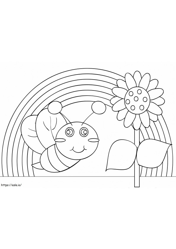Bee And Rainbow coloring page
