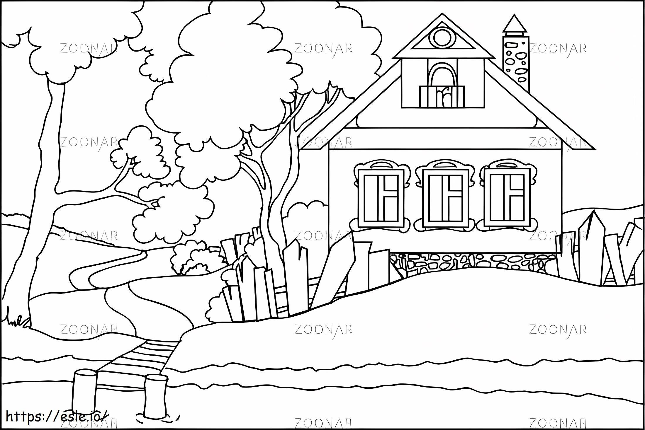 1540893533 家の写真に色を付ける 家の写真に色を付ける プラス犬小屋 印刷可能なチーフス ぬりえ - 塗り絵